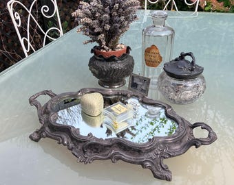 Art Nouveau Italian Pewter Etain Zinn Lady Tray by Achille Gamba