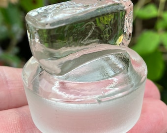 Solid Clear Glass Stopper for Apothecary / Chemist Jar, Spice Jar, Etched with &#39;2&#39;, 35mm diameter, Immaculate Condition, Circa 1920-30