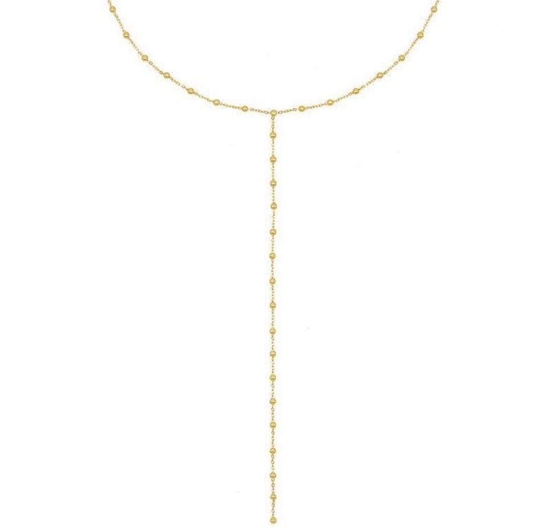 Ball chain Gold lariat necklace