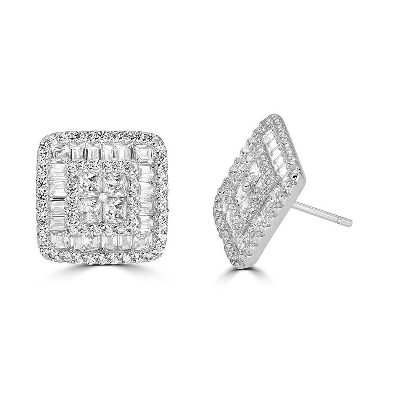 stud earrings for women sterling silver stud earrings CZ stud earrings Gold Stud Earrings square stud earrings silver stud earrings