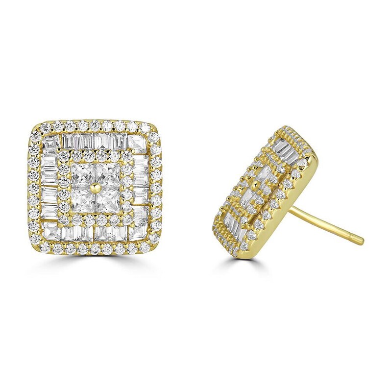 stud earrings for women sterling silver stud earrings CZ stud earrings Gold Stud Earrings square stud earrings silver stud earrings