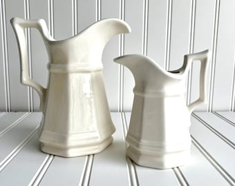 White Ceramic Pitcher - Set of 2