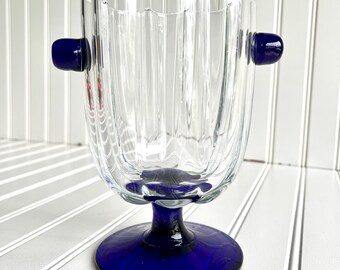 Glass vase with blue accents