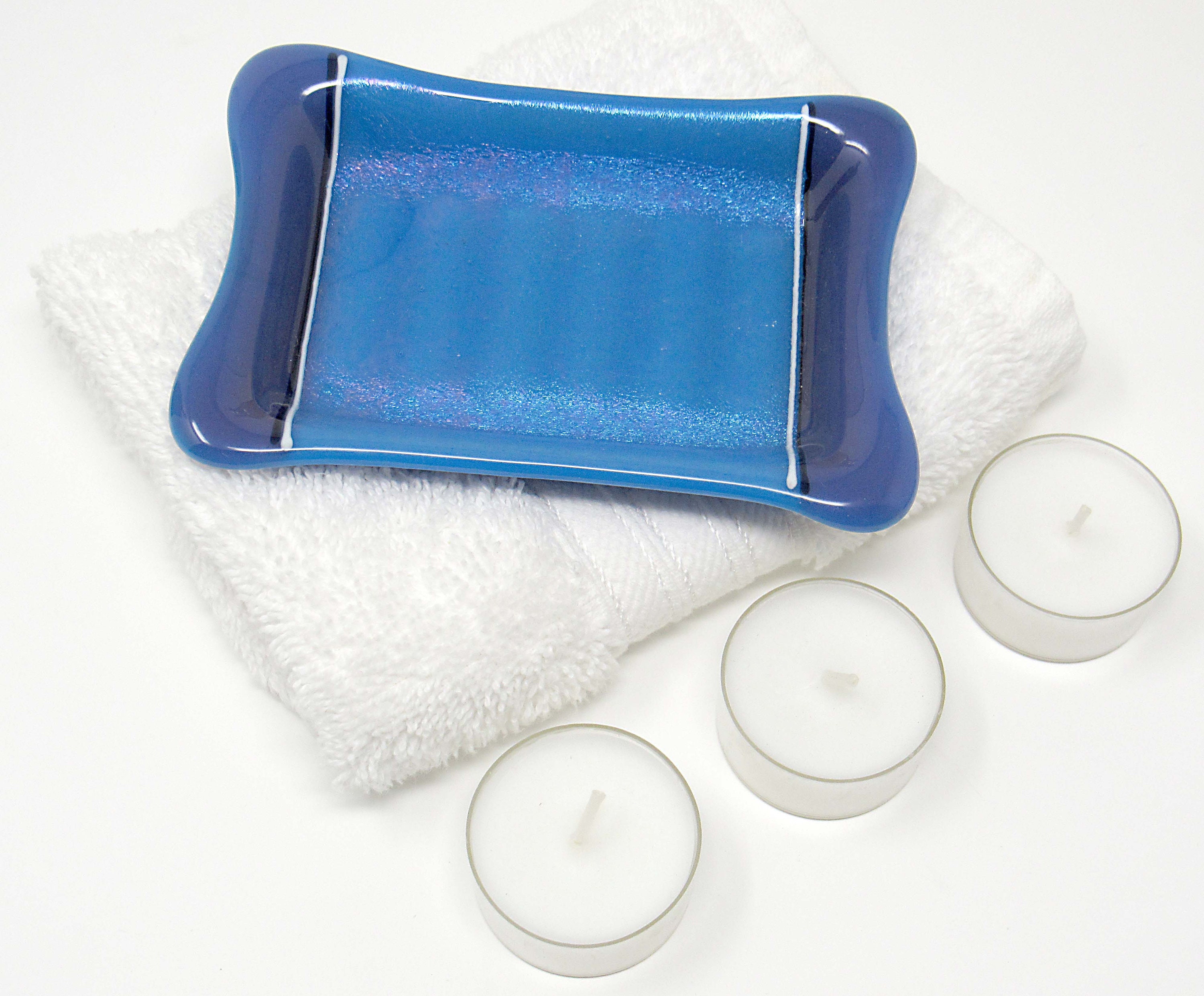 Fused Glass Soap Dish in Blue and Purple for Bar Soap or Tea Etsy