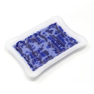 Two Tone Purple Fused Glass Soap Dish: Rectangular Bar Soap or Sponge Holder