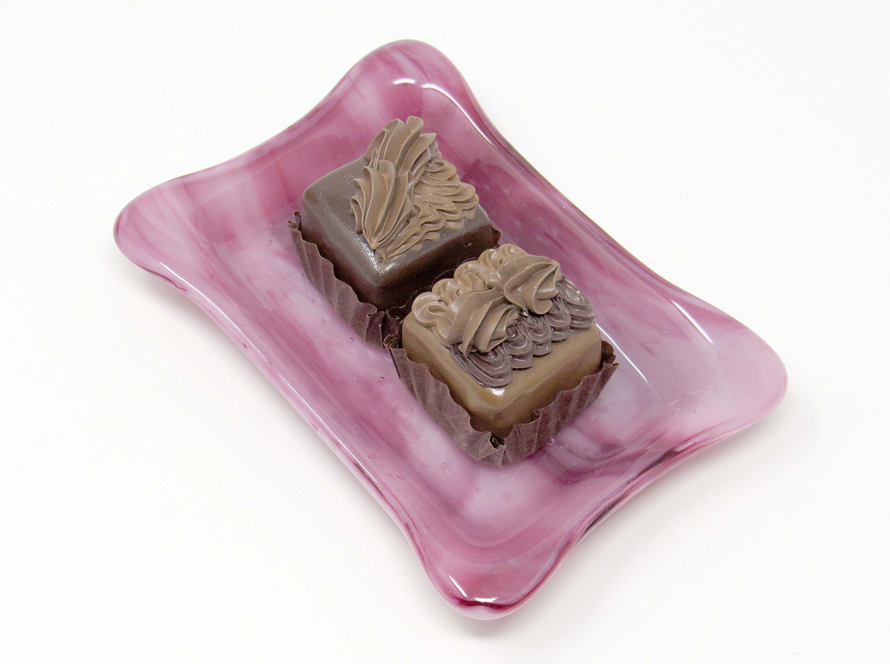 Pink Fused Glass Soap Dish with White Bar Soap Holder Etsy