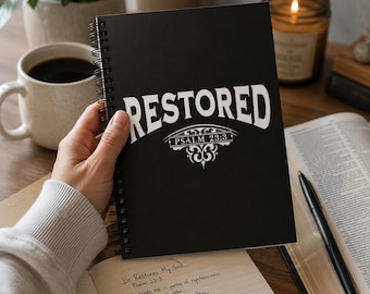 Restored Christian Journal | Psalm 23:3 Spiral Notebook | Bible Study Journal | Prayer Notebook | Christian Gift