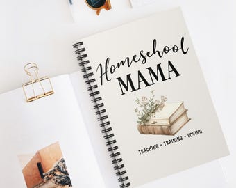 Homeschool Mama notebook | Spiral ruled journal, vintage books floral design