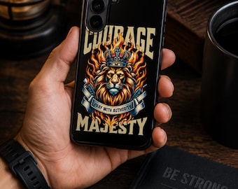 Christian Lion Phone Case for Samsung Galaxy | Courage & Majesty | Faith Case | Lion of Judah | Gift for Christian Men