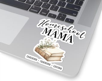 Homeschool Mama sticker | Kiss-cut sticker, vintage books floral design