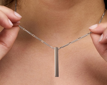 Vertical Name Bar Pendant Engraved Jewelry, Custom Name Necklace | Mom Design