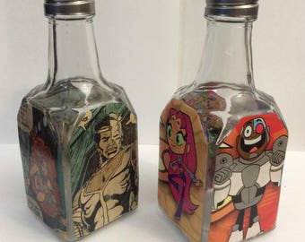 Teen Titans Comic Oil and Vinegar Glass Cruet Bottle Set