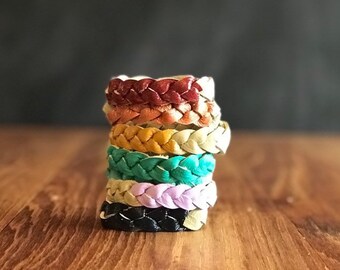 Chakra Leather Bracelets, Stackable Bracelets, Braided Bracelets, Chakra Bracelet Women, Gift Under 15, Stacking Bracelet