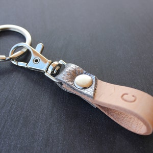 Leather Letter Keychain, Mini Keyring, Handstamped Leather Keychain, Customized Key Fob, Unique Leather Key Chain, Gift Under 15 Idea
