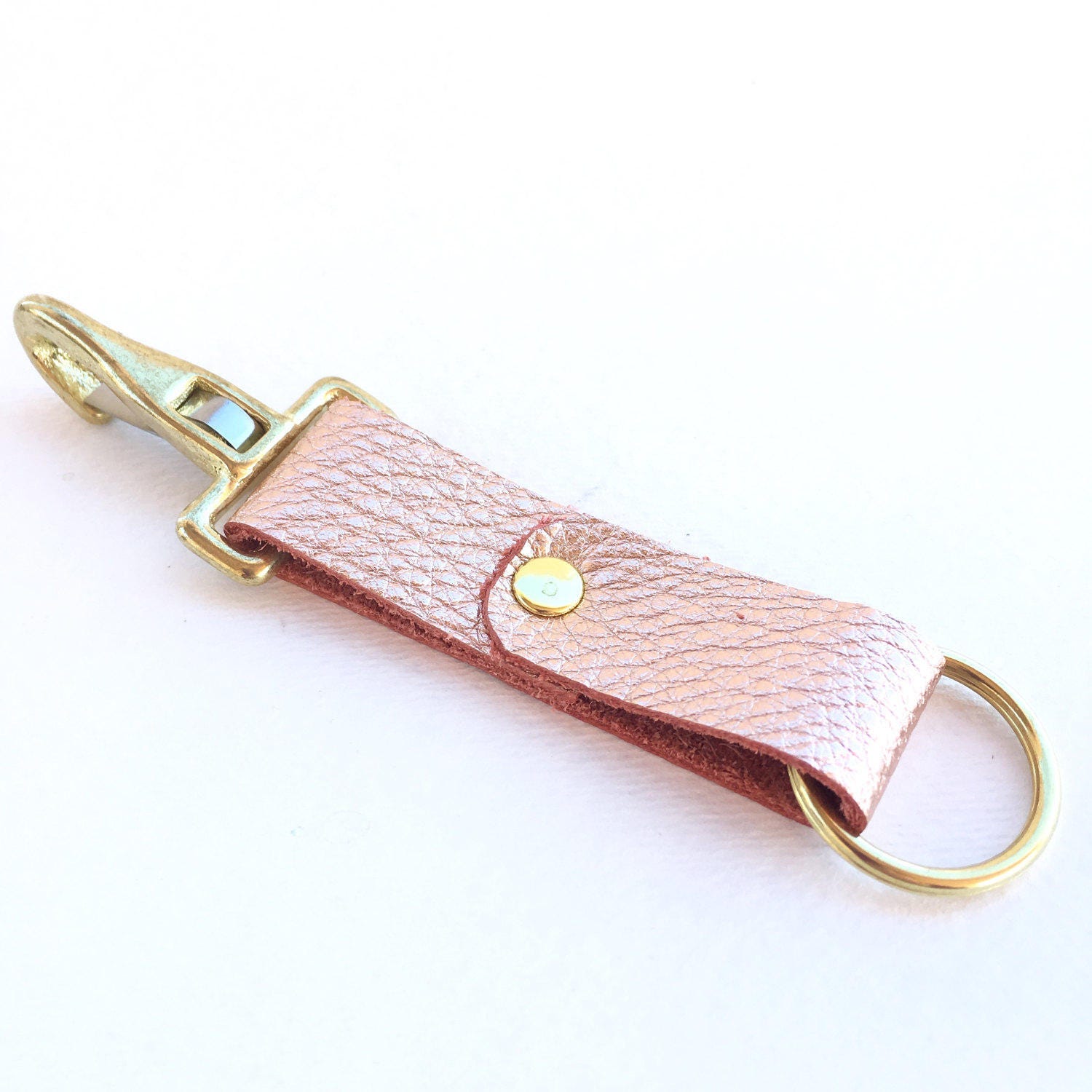 Rose Gold Keychain Key Fob Leather Key Holder Purse Clip | Etsy