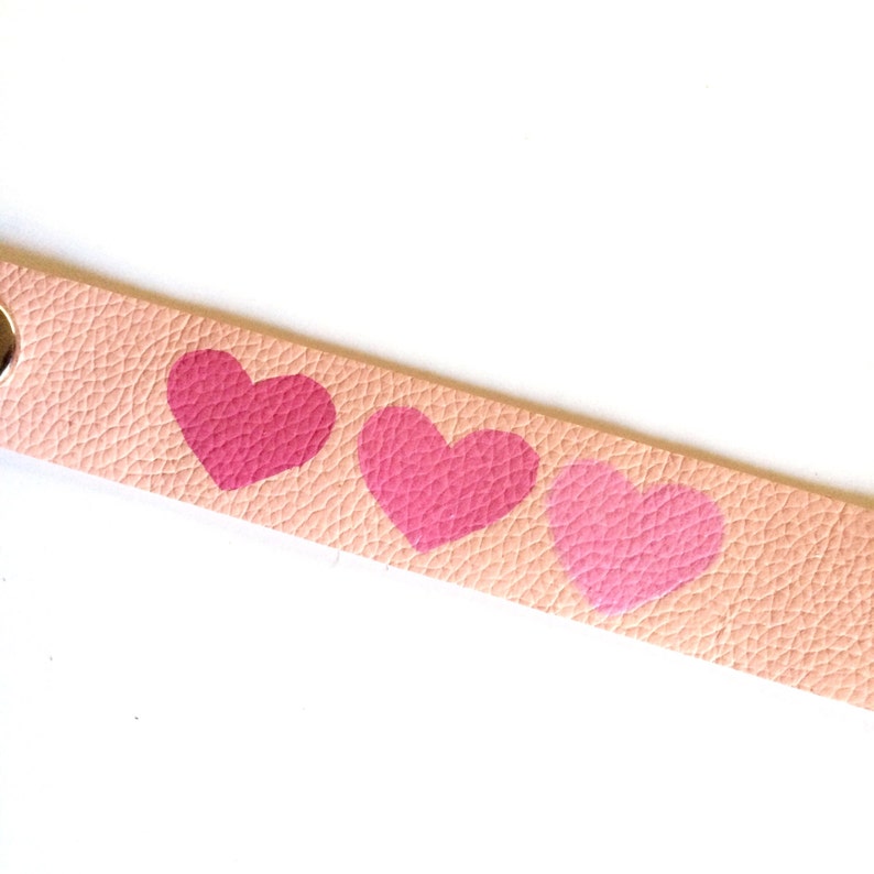 Girls Hearts Bracelet, Valentine's Day Kids Gift, Leather Cuff Bracelet with Ombre Hearts, Kids Bracelets, Toddler Bracelets, Toddler Gift image 4