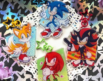 Sonic Acrylic Keychain Charms | Sonic, Shadow, Tails, Knuckles