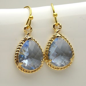 Dusty Blue Earrings, Gold Periwinkle Earrings, Light Blue Earrings, Soft Blue, Bridesmaid Earrings, Bridesmaid Jewelry, Bridesmaid Gifts