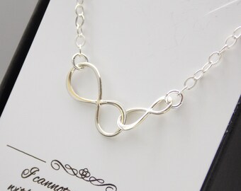 Infinity Necklace, Infinity Pendant, Eternity Necklace, Sterling Silver, Mom Gift,Friend Gift, Bridesmaid Gifts, Mom and Daughter Gift