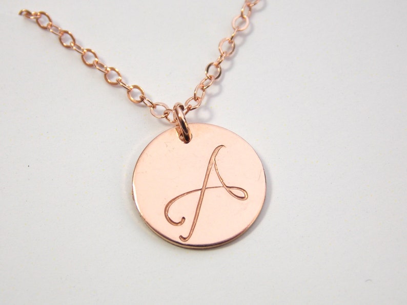Rose Gold Initial Necklace Rose Gold Letter Necklace Etsy