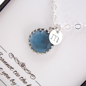 Navy Blue Necklace, Bridesmaid Navy Necklace, Initial Necklace, Pesonalized, Navy Blue Bridesmaid Jewelry, Wedding Jewelry, Sterling Silver