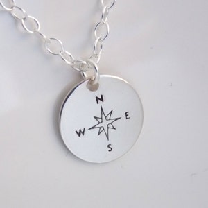 Compass Necklace, Sterling Silver Compass Pendant, Compass Charm, Graduation Gift, Graduate Gift, New Job Gift, Friend Gift, Good Luck Charm
