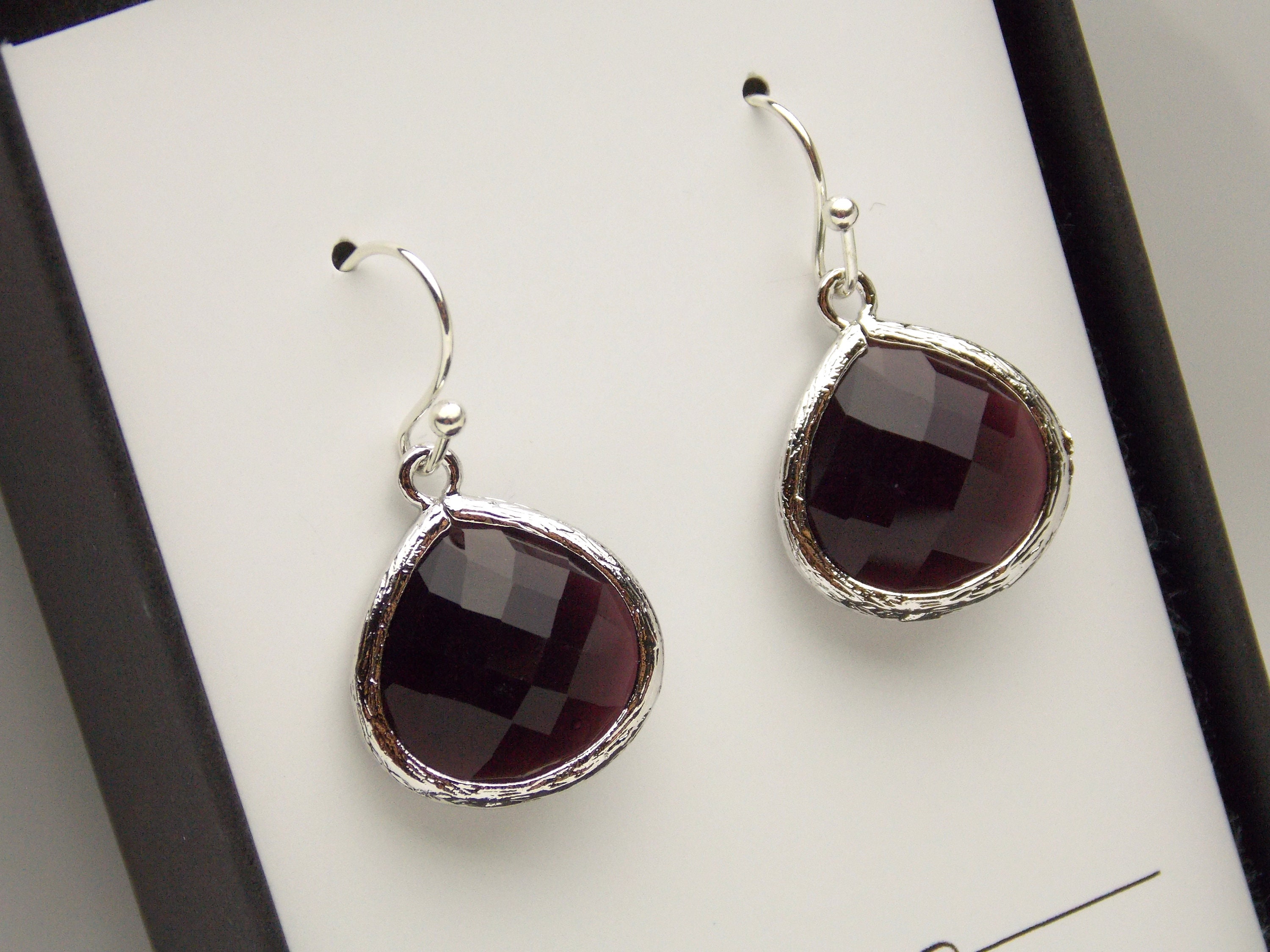 Burgundy Earrings Burgundy Bridesmaid Earrings Wedding - Etsy