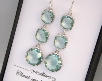 Aqua Earrings, Silver Green Aqua, Mint Earrings, Prasiolite, Long Wedding Jewelry, Bridesmaid Earrings, Bridesmaid Jewelry, Bridesmaid Gifts