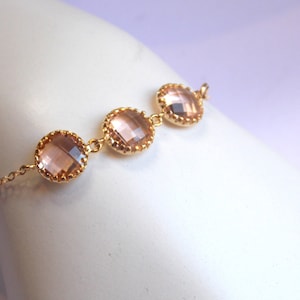Peach Bracelet, Champagne Bracelet, Blush, Bridesmaid Jewelry, Glass, Wedding Jewelry, Bridesmaid Bracelet, Bridesmaid Gifts, Peach Wedding