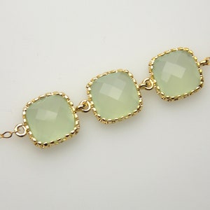 Green Mint Bracelet, Gold Green Mint Jewelry, Light Green Bridesmaid Bracelet, Bridesmaid Gifts, Light Green Mint Wedding, Gold Filled, Opal