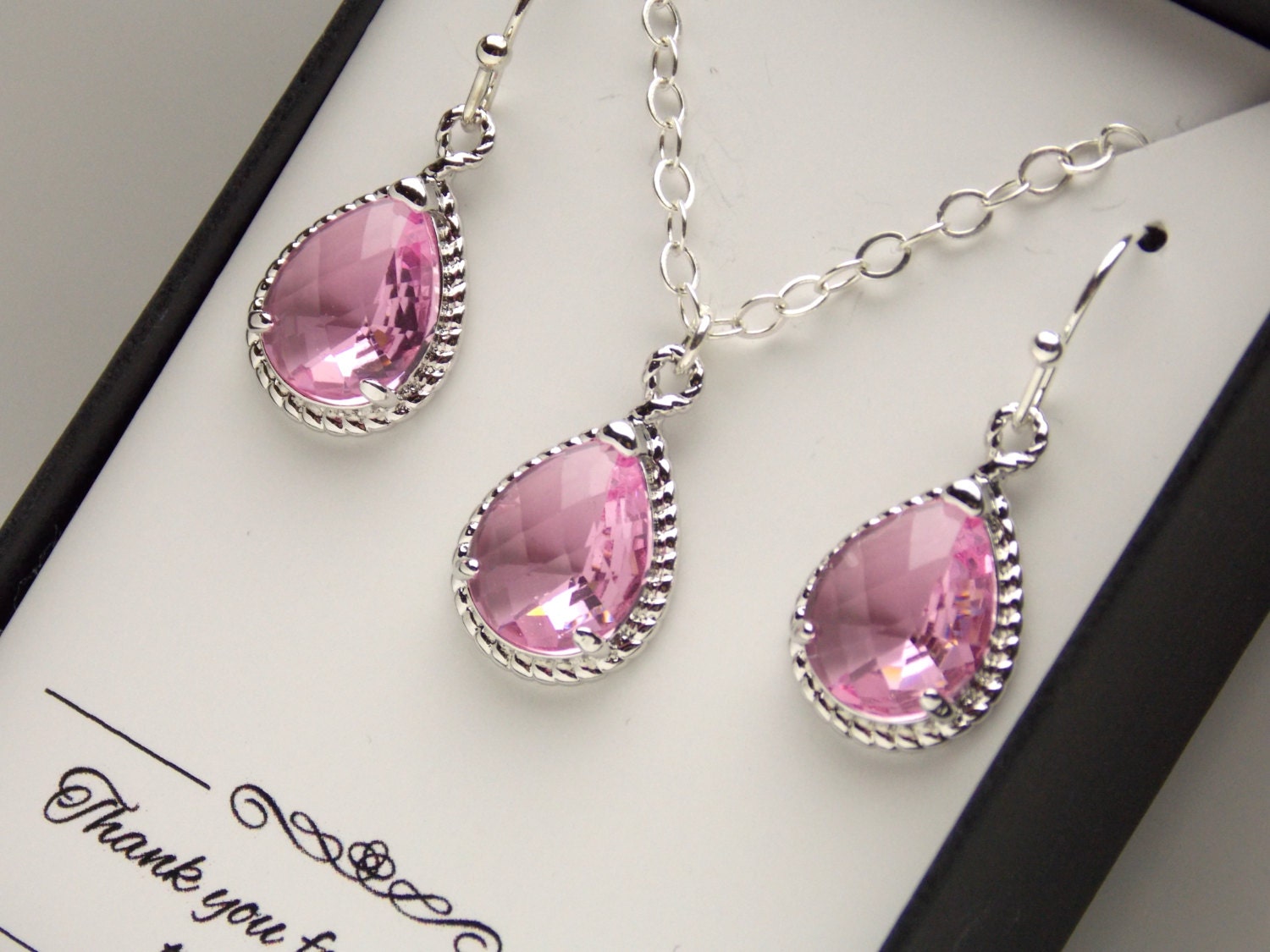 ネックレス・ペンダント Blooming Party Silver Pink Necklace & Earrings (SILVER925) Pink Earrings and Necklace Set, Silver Pink Necklace and