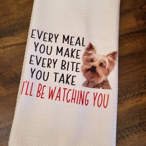 Kitchen Towels, Dish Towels Funny, Yorkie, Mom Birthday Gift, Dog Mom,