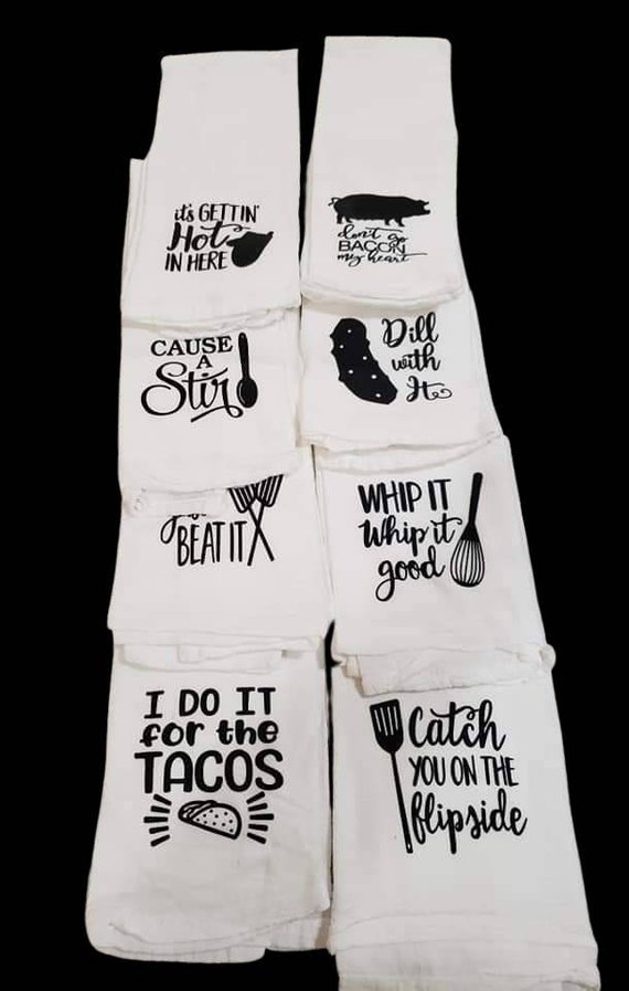 Funny Kitchen Towels, Kitchen Towels, Flour Sack, Kitchen Decor, Dish Towel,  Kitchen Towel, Tea Towel, Hostess Gift, Song Lyric, 50 Designs 