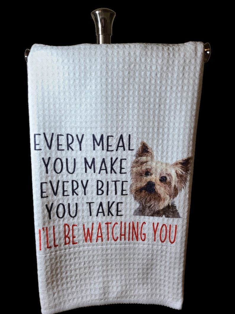 Yorkie Kitchen Towels Funny Kitchen Hand Towels Dog Lover Etsy