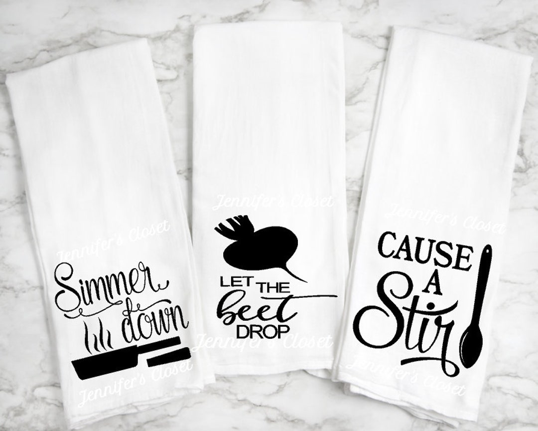 Funny Kitchen Towels, Cute Dish Towels and Dishcloths Sets of 4 with  Sayings Quotes, Fun Taco Jam Bacon Bundts tive Tea Hand Towels Housewarming  Gifts Decor for New Home Bathroom 