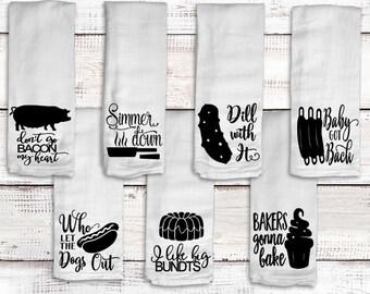 Funny Kitchen Dish Towels – Humorous Sayings, 100% Cotton Flour Sack Towels