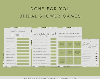 Printable Bridal Shower Game Pack, Family Friendly, He Said, She Said, Bridal Shower Bingo, Hen Party Games,