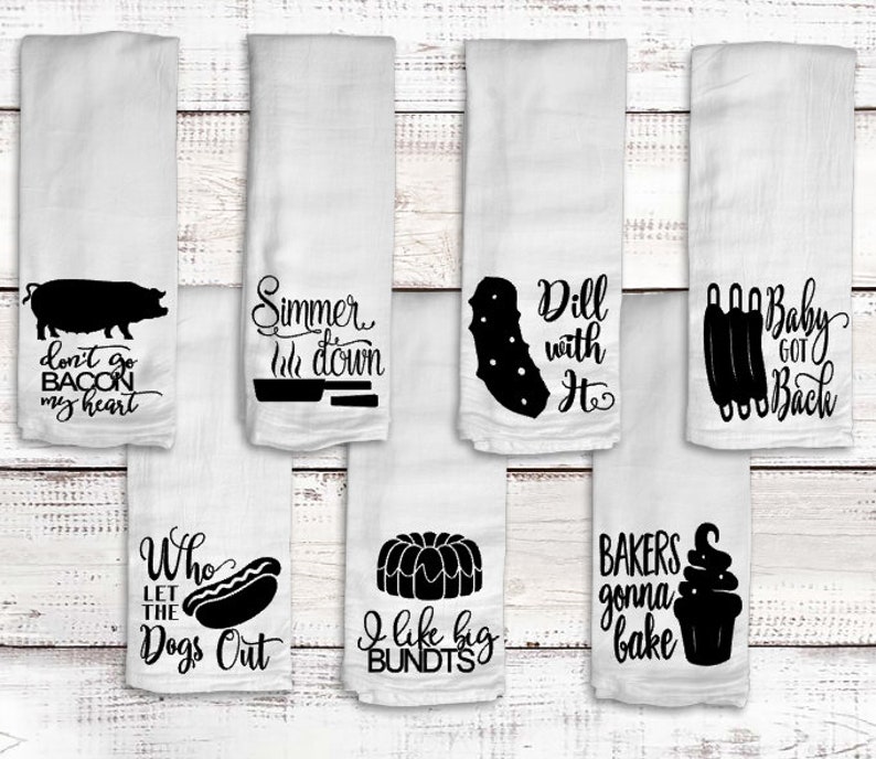 Chrismas Gift, Flour Sack Dish Towels, Stocking Stuffer, For Her Don't go Bacon MyHrt