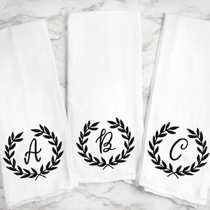 Initial Kitchen Towel, New Apartment Gift for Couple, Monogram Dish Towel, 2nd Anniversary Gift for Wife, Personalized Hand Towels, Bridal