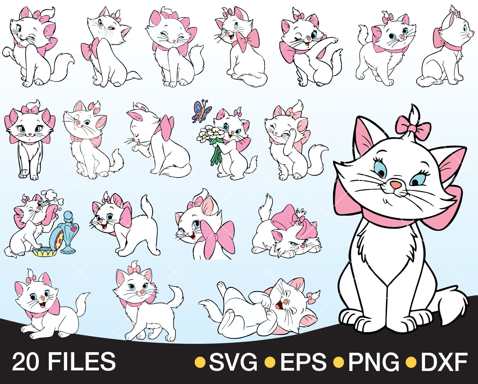 Marie Cat Disney Character SVG Files For Cricut Sublimation Files