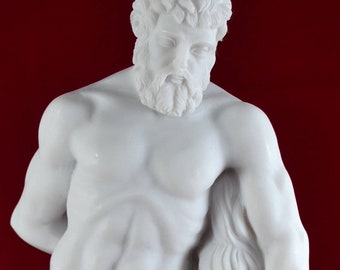 Hercules & Nemean Lion Cast Marble Sculpture: Greek Mythology Art (15.4 Inch)