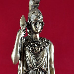 Athena Wisdom Goddess Greek Mythology Gold Patina statue 10 inches free shipping tracking