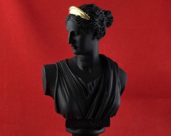 Artemis diana  greek statue nature moon goddess NEW black gold 6.3 inch altar
