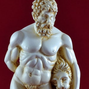 Herkules und Nemean Löwe Statue: Gegossene Marmorskulptur (23 cm)