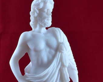 Figura de estatua griega de Asclepio, dios de la medicina curativa, NUEVA