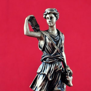 Artemis Diana Statue: Greek Goddess of the Hunt, Gold Patina (6.5 inch)