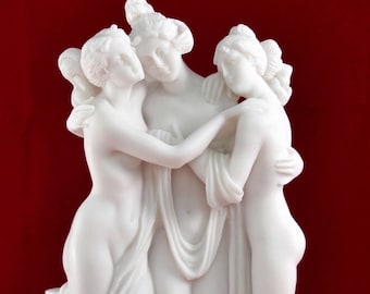 Estatua de las Tres Gracias: Escultura de diosa griega de mármol fundido (25 cm)