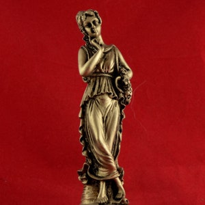 Persephone Goddess Queen of the Underworld greek Gold patina statue 6,3 inches ( 16 cm )