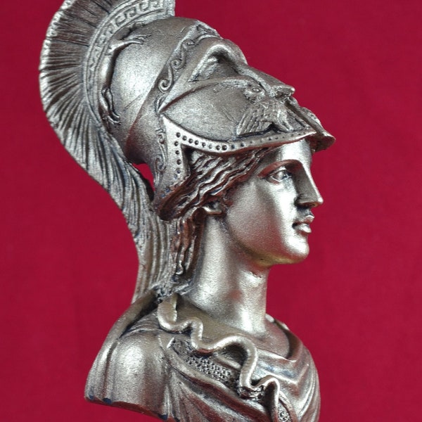Athena Büste griechische Statue Weisheit Zivilisation Göttin Gold Patina NEU Kostenloser Versand