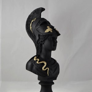 Athena bust greek statue wisdom civilization goddess black gold patina NEW 30 cm (12 inch)